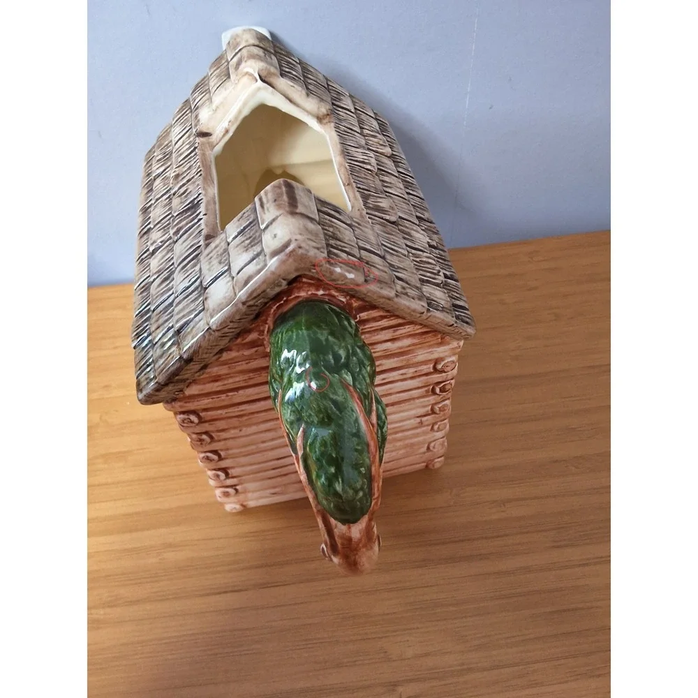Vintage Eddie Bauer Ceramic Log Cabin Teapot Brown Made In Japan SEE PICTURES